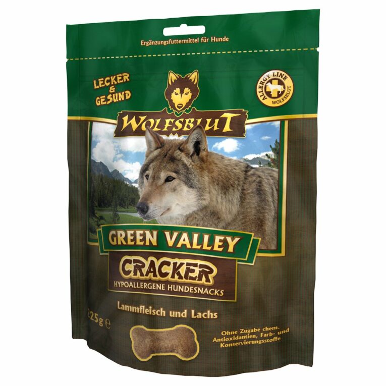 Günstig Wolfsblut Cracker Green Valley Lamm & Lachs 3x225g i mPreisvergleich in unserem Onlineshop auf Hundeliebe-shop.de kaufen.