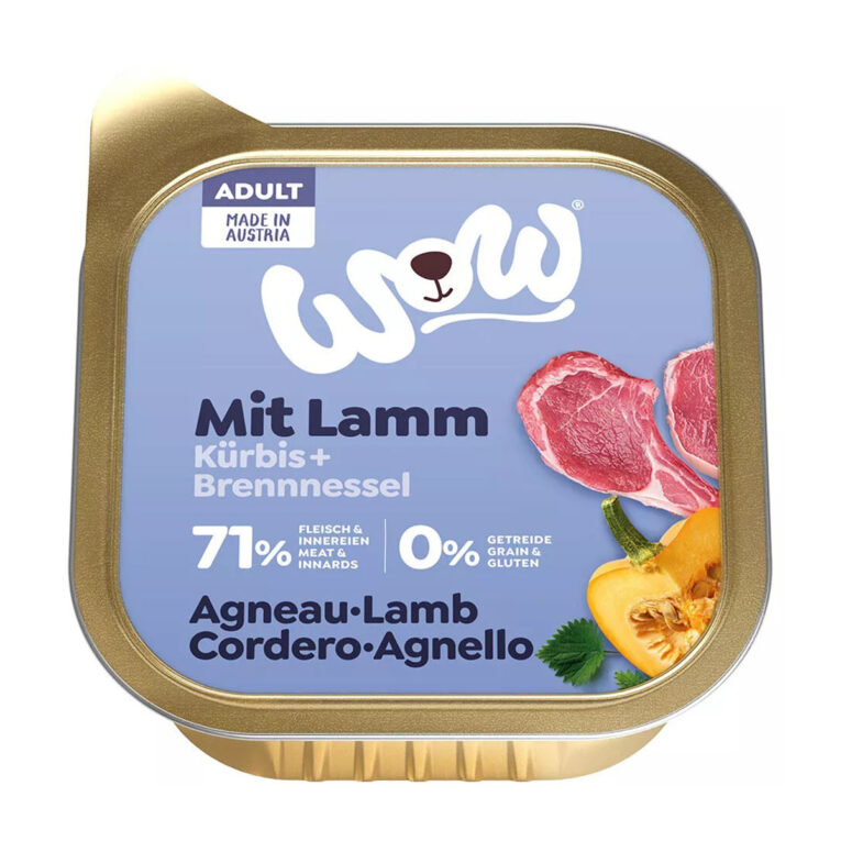 Günstig WOW Adult Lamm mit Kürbis und Brennnessel 11x150g i mPreisvergleich in unserem Onlineshop auf Hundeliebe-shop.de kaufen.