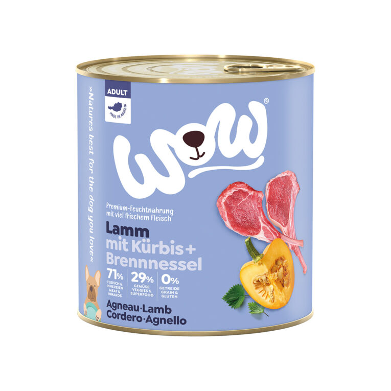 Günstig WOW Adult Lamm mit Kürbis und Brennnessel 6x800g i mPreisvergleich in unserem Onlineshop auf Hundeliebe-shop.de kaufen.