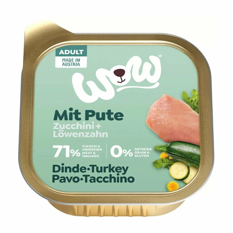 Günstig WOW Adult Pute mit Zucchini und Löwenzahn 11x150g i mPreisvergleich in unserem Onlineshop auf Hundeliebe-shop.de kaufen.