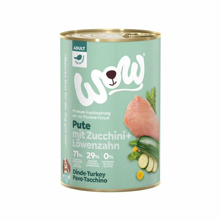 Günstig WOW Adult Pute mit Zuchhini und Löwenzahn 6x400g i mPreisvergleich in unserem Onlineshop auf Hundeliebe-shop.de kaufen.