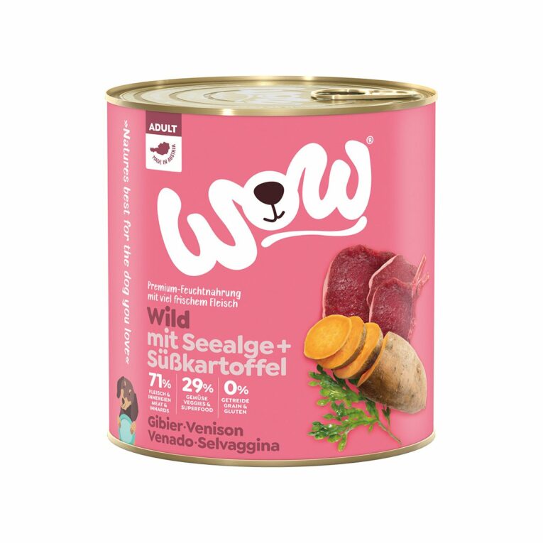 Günstig WOW Adult Wild mit Seealge und Süßkartoffel 6x800g i mPreisvergleich in unserem Onlineshop auf Hundeliebe-shop.de kaufen.