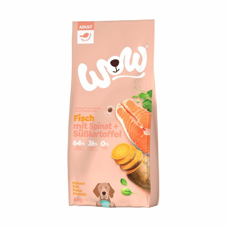 Günstig WOW Trocken Adult Fisch mit Spinat und Süßkartoffel 6kg i mPreisvergleich in unserem Onlineshop auf Hundeliebe-shop.de kaufen.