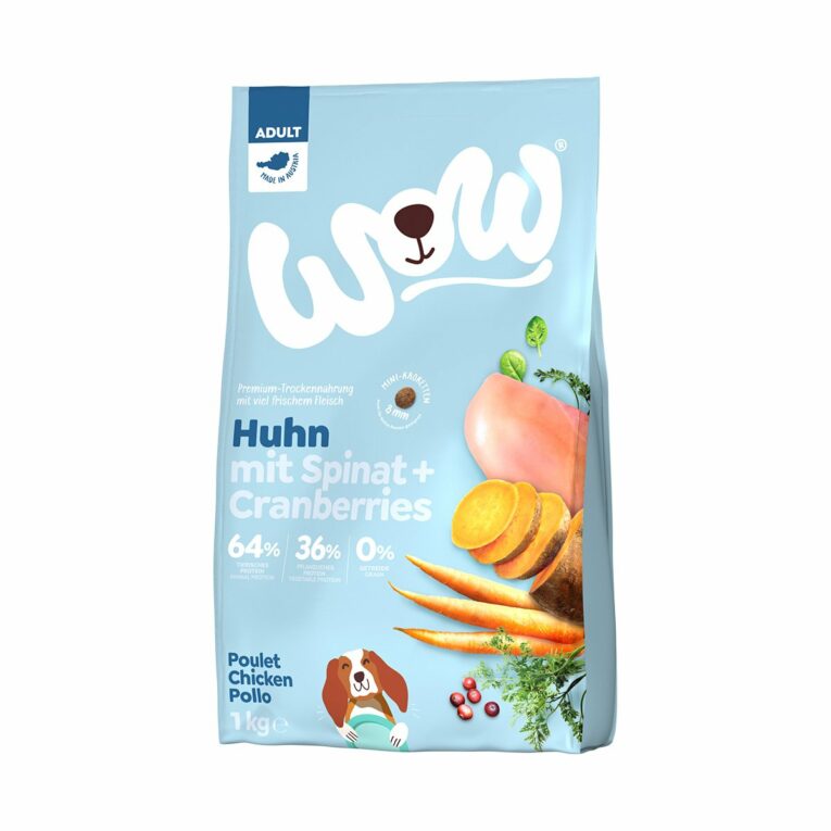 Günstig WOW Minis Adult Huhn mit Spinat und Cranberries 1kg i mPreisvergleich in unserem Onlineshop auf Hundeliebe-shop.de kaufen.