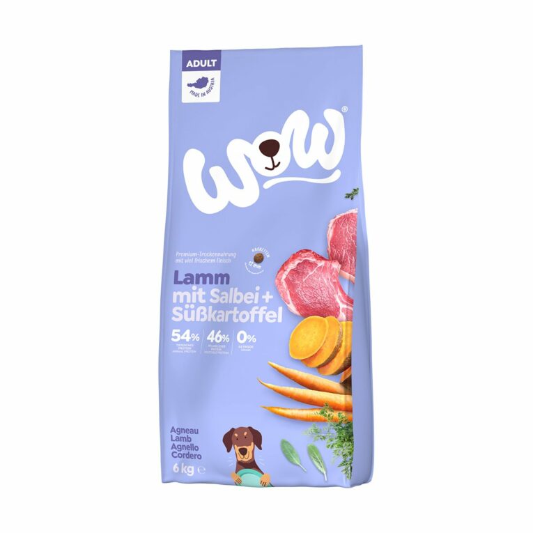 Günstig WOW Adult Lamm mit Salbei und Süßkartoffel 6kg i mPreisvergleich in unserem Onlineshop auf Hundeliebe-shop.de kaufen.