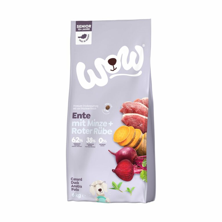 Günstig WOW Trocken Senior Ente mit Minze und Roter Rübe 6kg i mPreisvergleich in unserem Onlineshop auf Hundeliebe-shop.de kaufen.