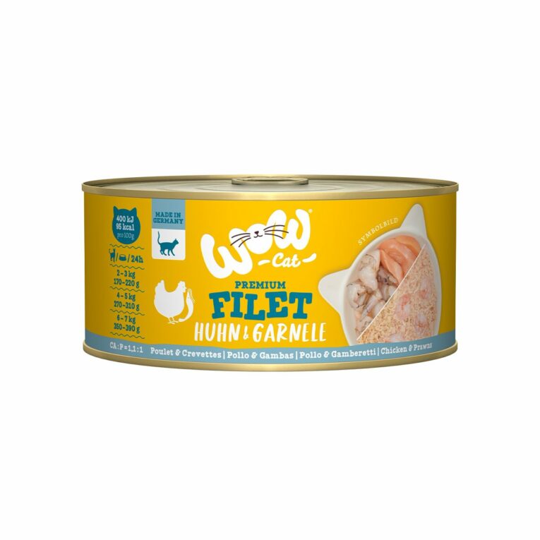 Günstig WOW CAT Hühnerfilet mit Garnelen 12x70g i mPreisvergleich in unserem Onlineshop auf Hundeliebe-shop.de kaufen.