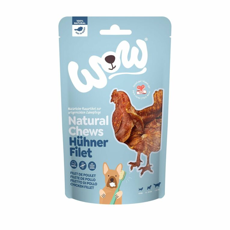 Günstig WOW Hühnerfilet getrocknet 250g i mPreisvergleich in unserem Onlineshop auf Hundeliebe-shop.de kaufen.
