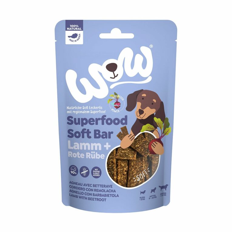 Günstig WOW SUPERFOOD Soft Bar Lamm mit Roter Rübe 150g i mPreisvergleich in unserem Onlineshop auf Hundeliebe-shop.de kaufen.