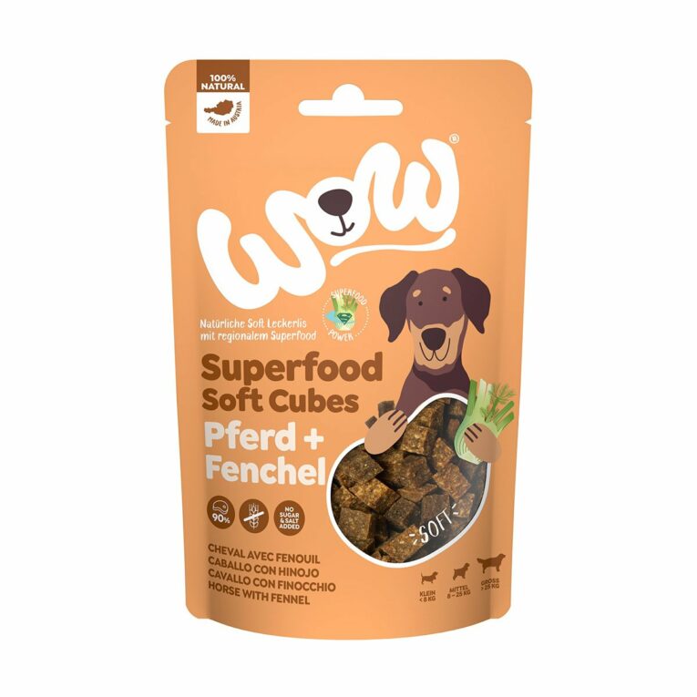 Günstig WOW SUPERFOOD Soft Cubes Pferd mit Fenchel 150g i mPreisvergleich in unserem Onlineshop auf Hundeliebe-shop.de kaufen.