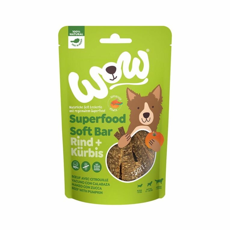Günstig WOW SUPERFOOD Soft Bar Rind mit Kürbis 150g i mPreisvergleich in unserem Onlineshop auf Hundeliebe-shop.de kaufen.