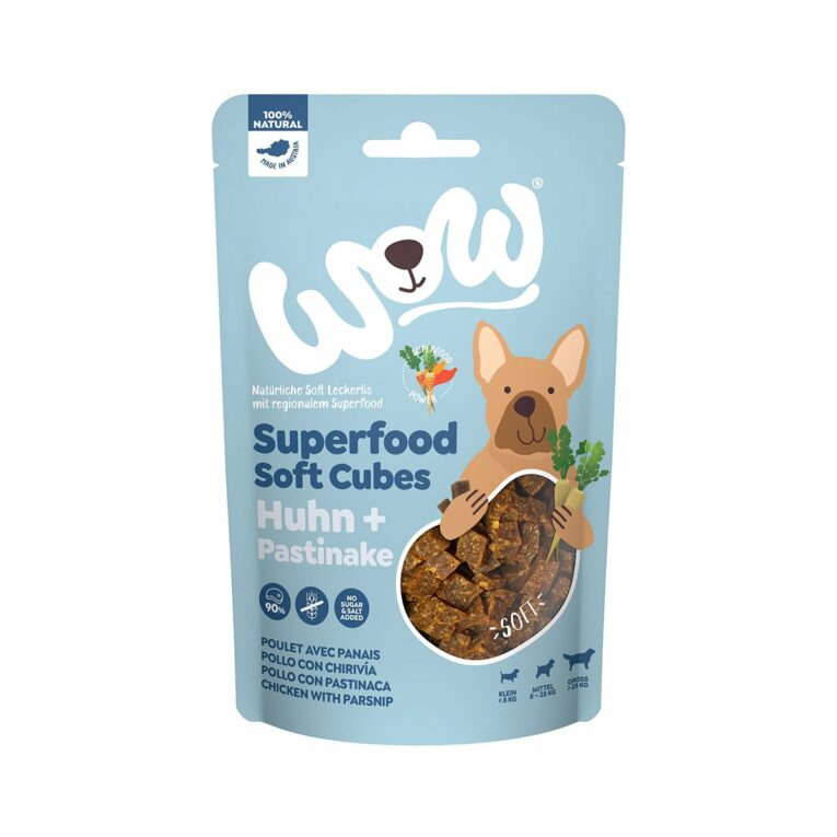 Günstig WOW SUPERFOOD Soft Cubes Huhn mit Pastinake 150g i mPreisvergleich in unserem Onlineshop auf Hundeliebe-shop.de kaufen.