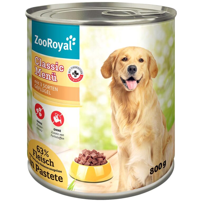 Günstig ZooRoyal Classic Menü mit 3 Sorten Geflügel 6x800g i mPreisvergleich in unserem Onlineshop auf Hundeliebe-shop.de kaufen.