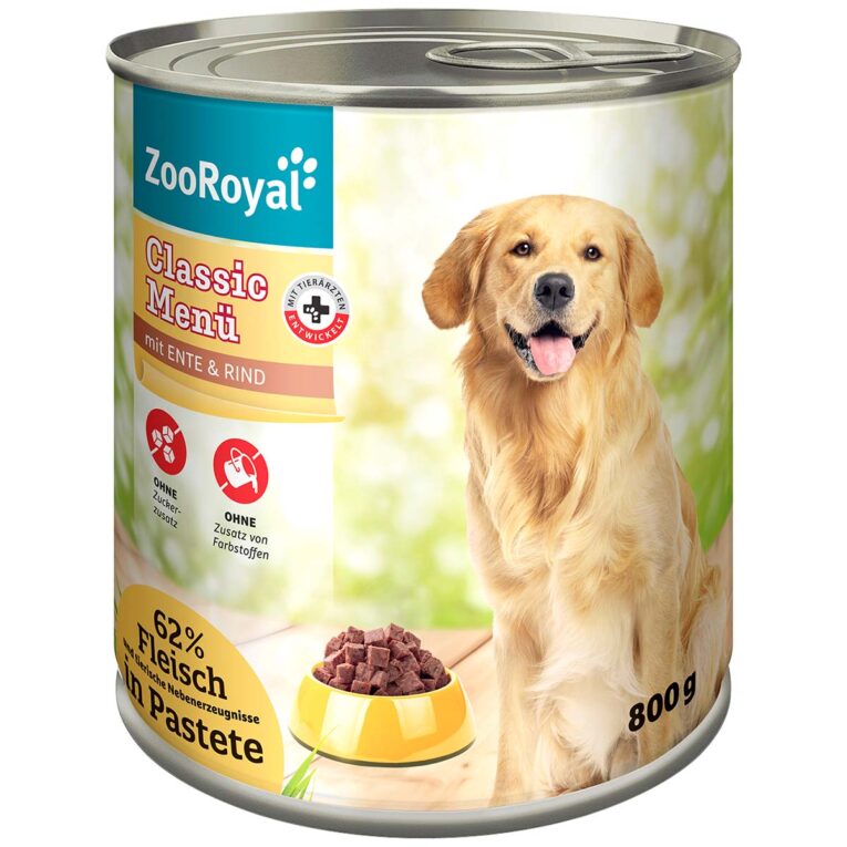 Günstig ZooRoyal Classic Menü mit Ente und Rind 6x800g i mPreisvergleich in unserem Onlineshop auf Hundeliebe-shop.de kaufen.