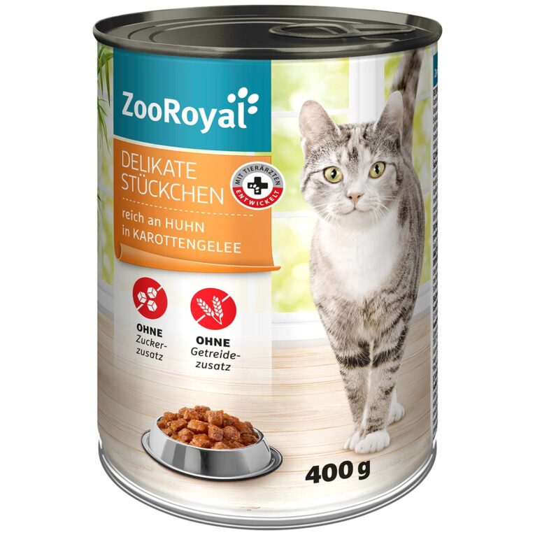 Günstig ZooRoyal Delikate Stückchen mit Hühnchen in Karottengelee 12x400g i mPreisvergleich in unserem Onlineshop auf Hundeliebe-shop.de kaufen.