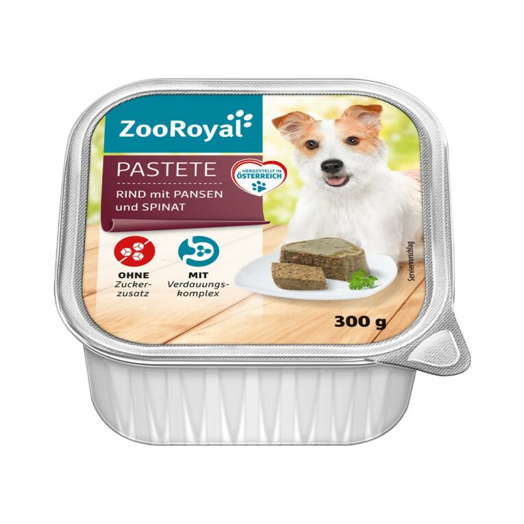 Günstig ZooRoyal Pastete Rind mit Pansen und Spinat 9x300g i mPreisvergleich in unserem Onlineshop auf Hundeliebe-shop.de kaufen.