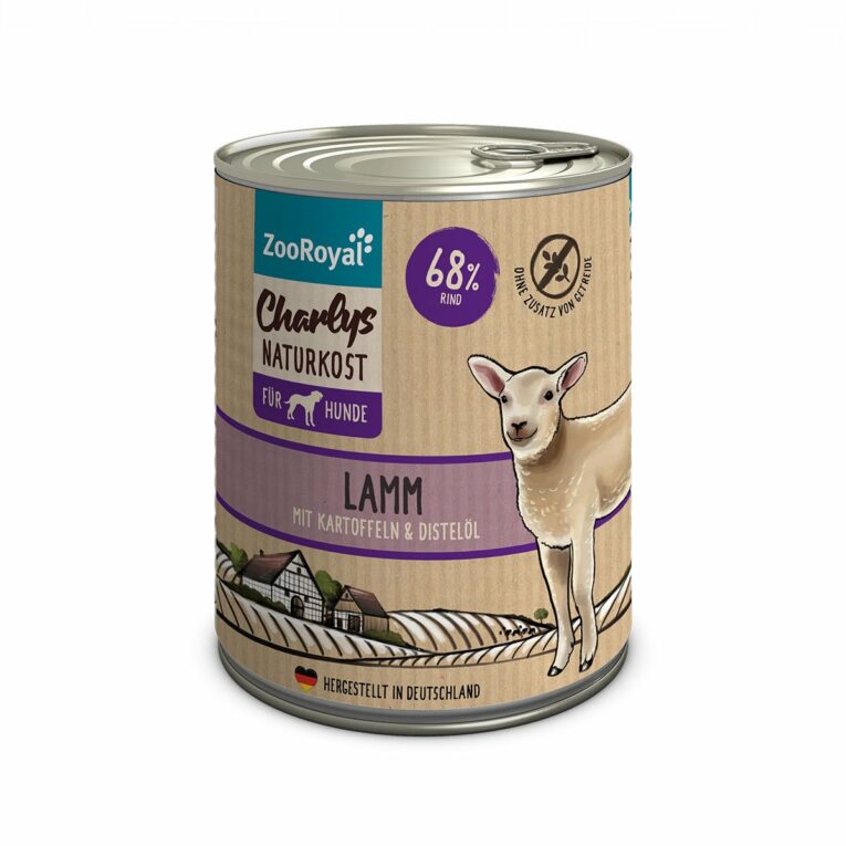 Günstig ZooRoyal Charlys Naturkost Lamm mit Kartoffeln & Distelöl 800g i mPreisvergleich in unserem Onlineshop auf Hundeliebe-shop.de kaufen.