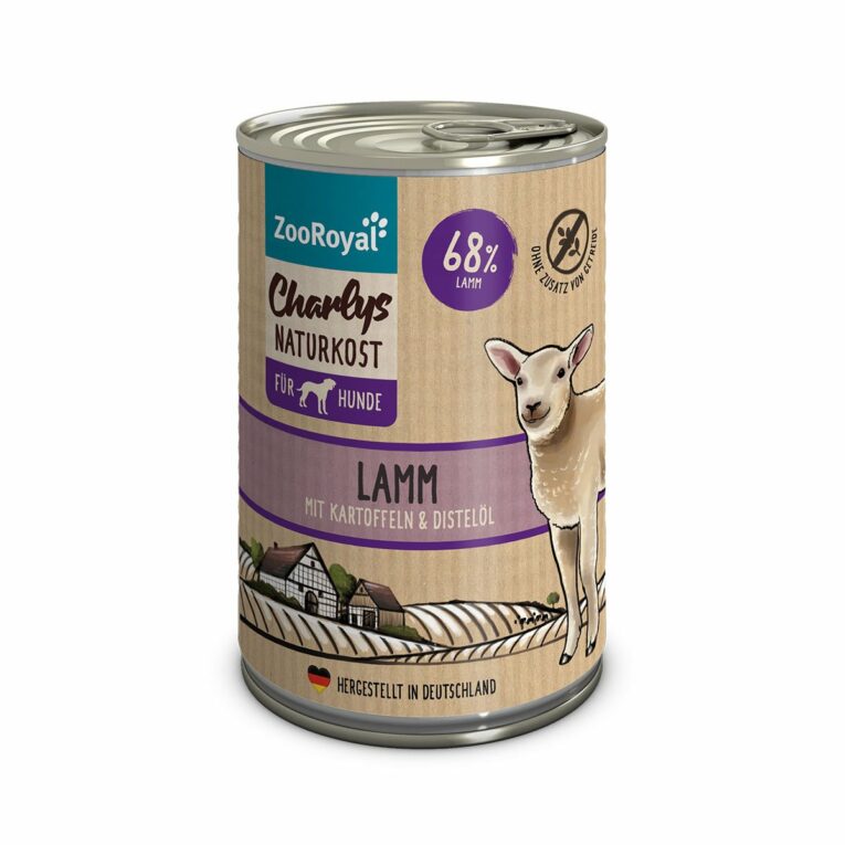 Günstig ZooRoyal Charlys Naturkost Lamm mit Kartoffeln & Distelöl 6x400g i mPreisvergleich in unserem Onlineshop auf Hundeliebe-shop.de kaufen.