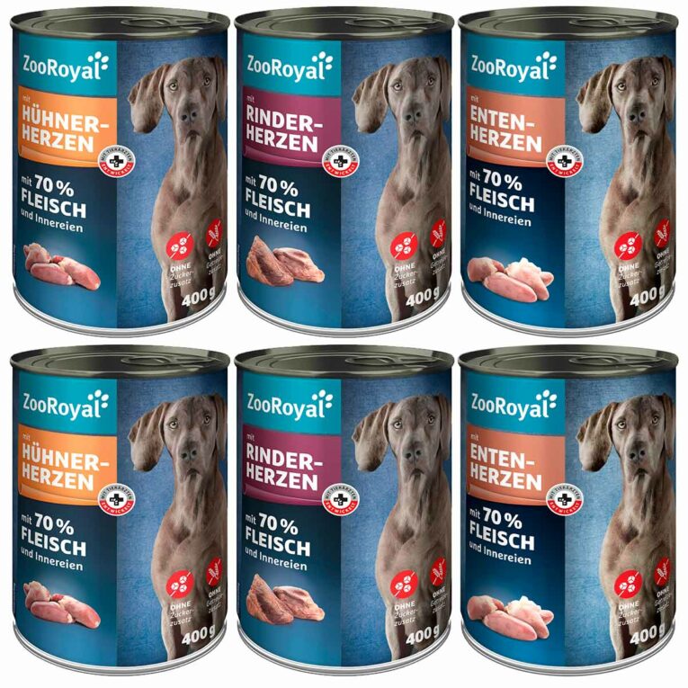 Günstig ZooRoyal Herzen Mixpaket 6x400g i mPreisvergleich in unserem Onlineshop auf Hundeliebe-shop.de kaufen.
