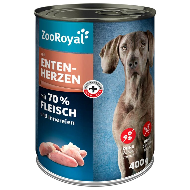 Günstig ZooRoyal Hunde-Nassfutter mit Entenherzen 6x400g i mPreisvergleich in unserem Onlineshop auf Hundeliebe-shop.de kaufen.