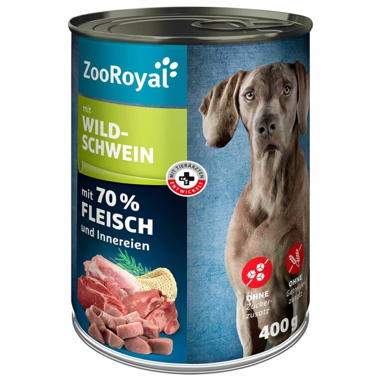 Günstig ZooRoyal Hunde-Nassfutter mit Wildschwein 6x400g i mPreisvergleich in unserem Onlineshop auf Hundeliebe-shop.de kaufen.