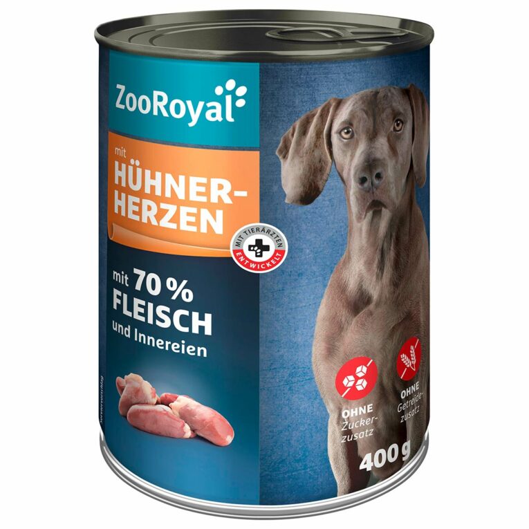Günstig ZooRoyal Hunde-Nassfutter mit Hühnerherzen 6x400g i mPreisvergleich in unserem Onlineshop auf Hundeliebe-shop.de kaufen.