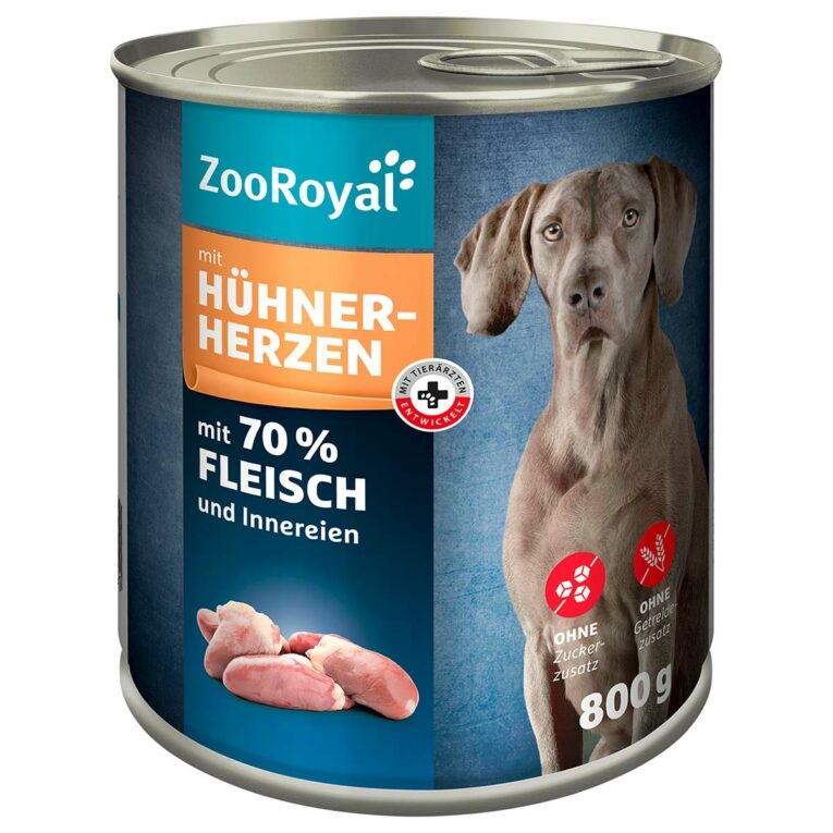 Günstig ZooRoyal Hunde-Nassfutter mit Hühnerherzen 6x800g i mPreisvergleich in unserem Onlineshop auf Hundeliebe-shop.de kaufen.