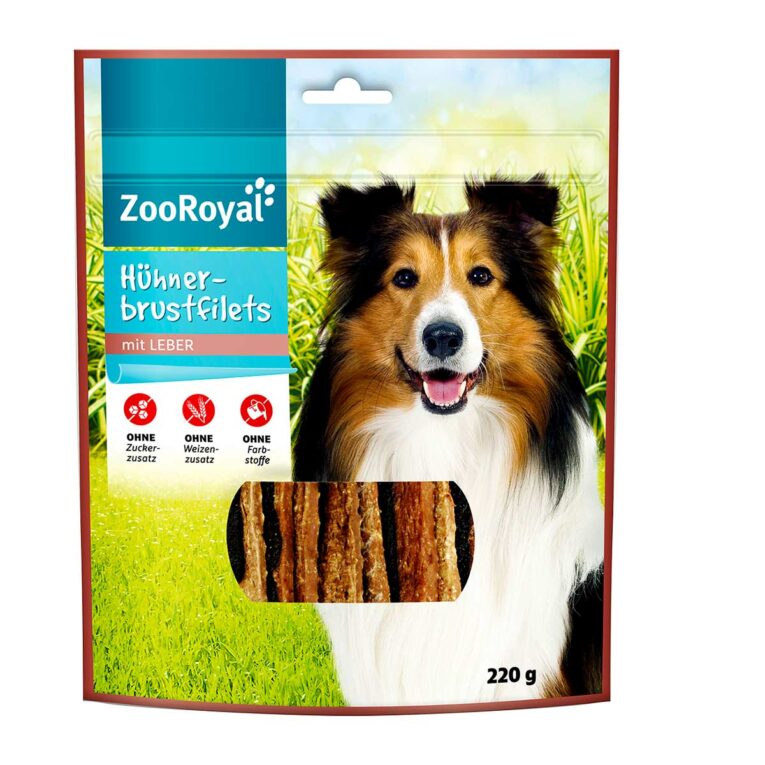 Günstig ZooRoyal Hühnerbrust mit Leber 220g i mPreisvergleich in unserem Onlineshop auf Hundeliebe-shop.de kaufen.