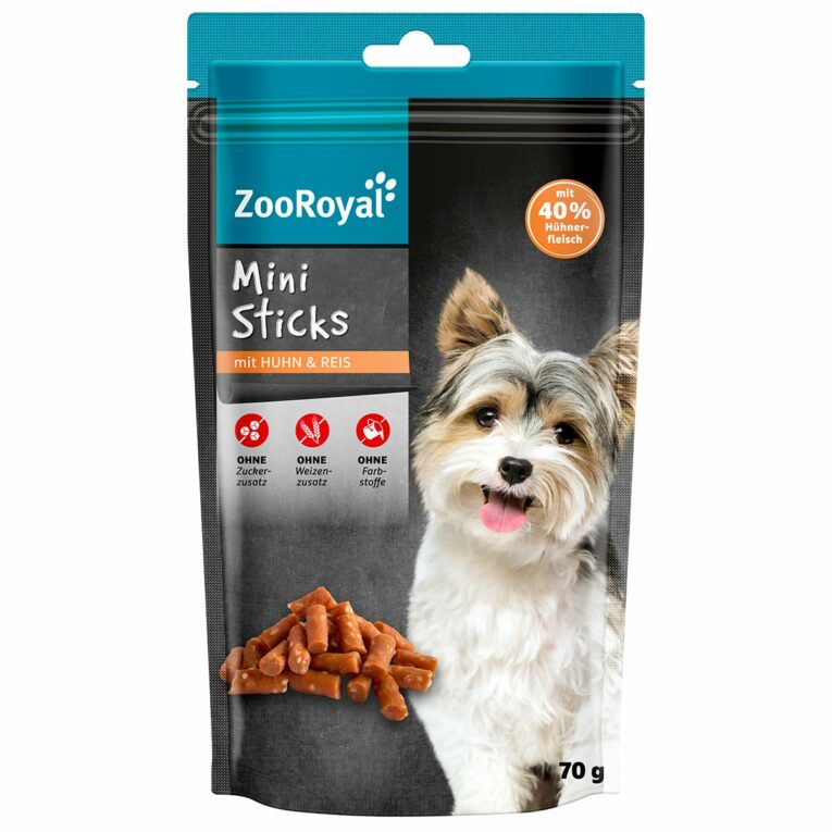 Günstig ZooRoyal Hühnchensticks mit Reis 3x70g i mPreisvergleich in unserem Onlineshop auf Hundeliebe-shop.de kaufen.