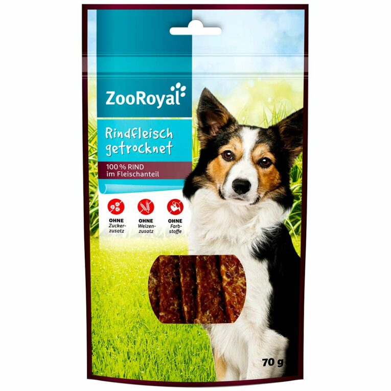 Günstig ZooRoyal Rindfleisch getrocknet 3x70g i mPreisvergleich in unserem Onlineshop auf Hundeliebe-shop.de kaufen.