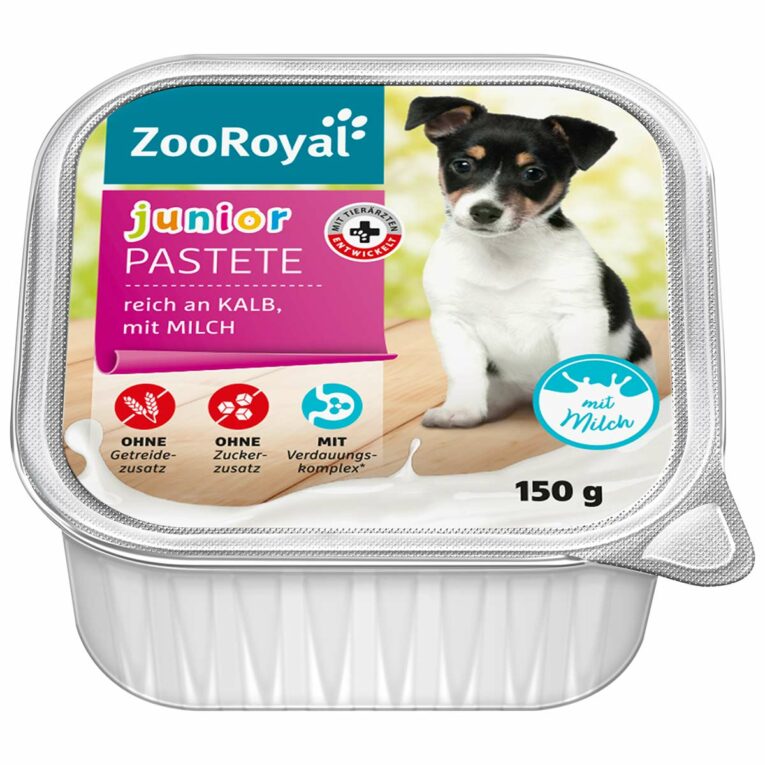 Günstig ZooRoyal Pastete Junior Kalb mit Milch 11x150g i mPreisvergleich in unserem Onlineshop auf Hundeliebe-shop.de kaufen.