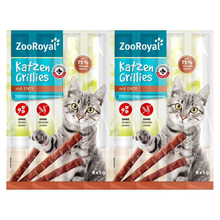 Günstig ZooRoyal Katzen-Grillies mit Ente 32x5g i mPreisvergleich in unserem Onlineshop auf Hundeliebe-shop.de kaufen.