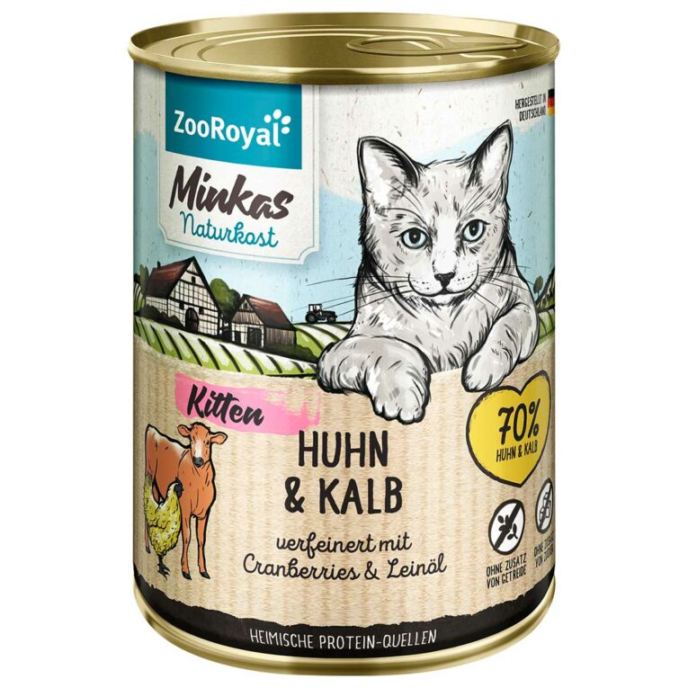 Günstig ZooRoyal Minkas Kitten Huhn und Kalb 12x400g i mPreisvergleich in unserem Onlineshop auf Hundeliebe-shop.de kaufen.