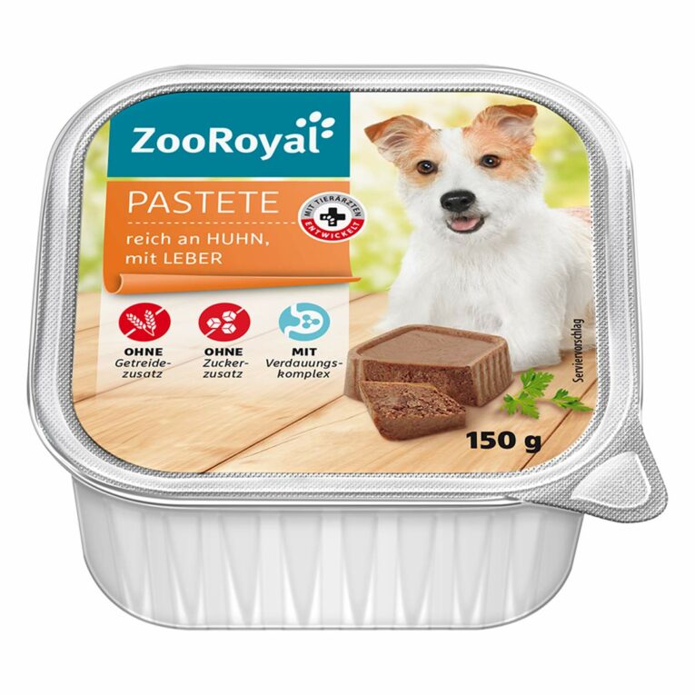 Günstig ZooRoyal Pastete reich an Huhn und Leber 11x150g i mPreisvergleich in unserem Onlineshop auf Hundeliebe-shop.de kaufen.