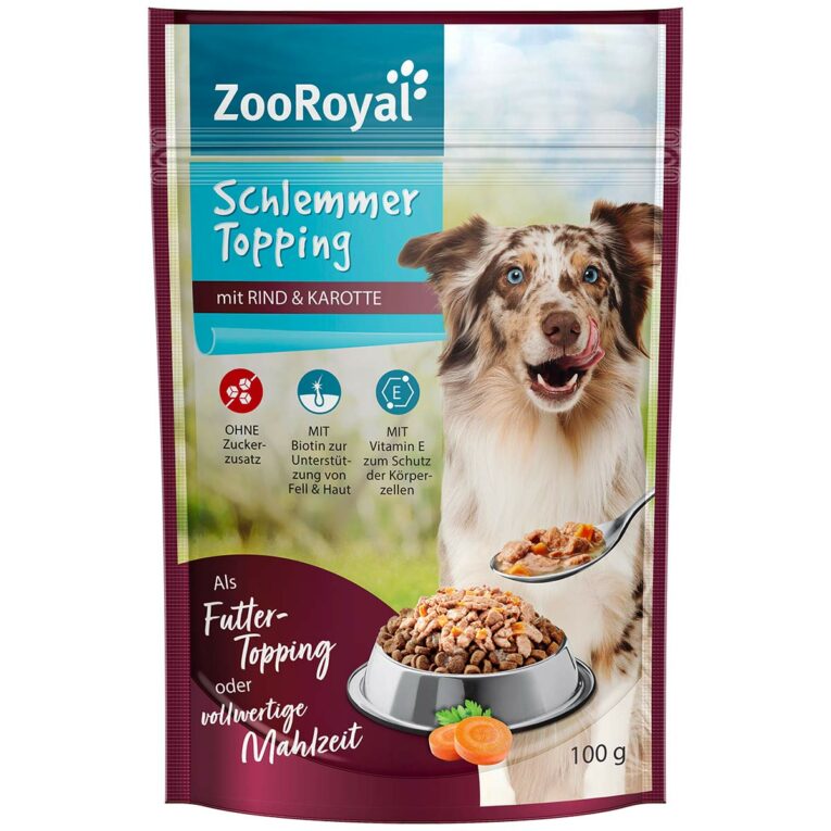 Günstig ZooRoyal Schlemmer Topping Rind & Karotte 4x100g i mPreisvergleich in unserem Onlineshop auf Hundeliebe-shop.de kaufen.