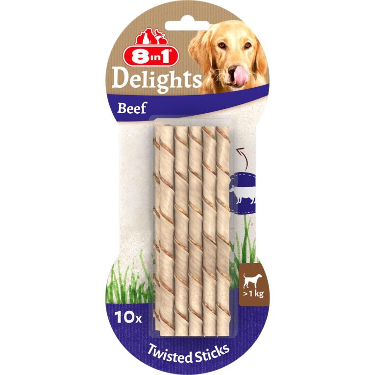 Günstig 8in1 Hundesnack Delights Beef Twisted Sticks 10 Stück i mPreisvergleich in unserem Onlineshop auf Hundeliebe-shop.de kaufen.