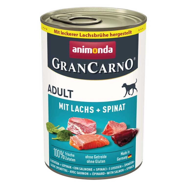 Günstig animonda GranCarno Adult mit Lachs + Spinat 6x400g i mPreisvergleich in unserem Onlineshop auf Hundeliebe-shop.de kaufen.