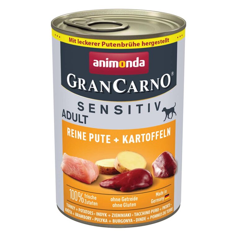 Günstig animonda GranCarno Sensitiv Pute und Kartoffel 24x400g i mPreisvergleich in unserem Onlineshop auf Hundeliebe-shop.de kaufen.
