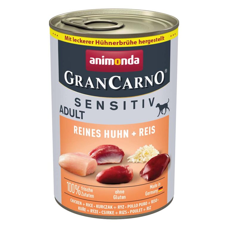Günstig animonda GranCarno Adult Sensitiv Reines Huhn + Reis 24x400g i mPreisvergleich in unserem Onlineshop auf Hundeliebe-shop.de kaufen.
