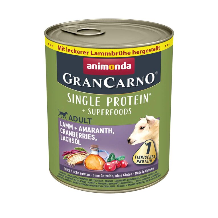 Günstig animonda GranCarno superfoods Lamm + Amarant + Cranberry + Lachsöl 24x800g i mPreisvergleich in unserem Onlineshop auf Hundeliebe-shop.de kaufen.