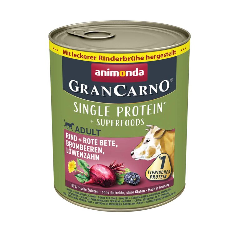 Günstig animonda GranCarno superfoods Rind + rote Bete + Brombeere + Löwenzahn 24x800g i mPreisvergleich in unserem Onlineshop auf Hundeliebe-shop.de kaufen.
