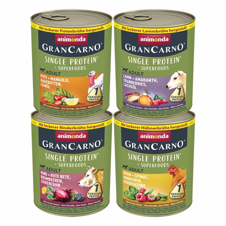 Günstig animonda GranCarno superfoods Mixpaket 24x800g i mPreisvergleich in unserem Onlineshop auf Hundeliebe-shop.de kaufen.