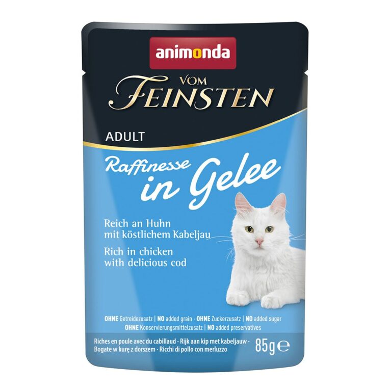Günstig animonda vom Feinsten Raffinesse Gelee Huhn und Kabeljau 24x85g i mPreisvergleich in unserem Onlineshop auf Hundeliebe-shop.de kaufen.