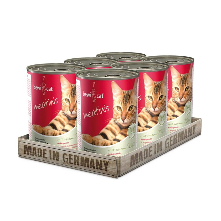 Günstig Bewi Cat meatinis Wild 6x400g i mPreisvergleich in unserem Onlineshop auf Hundeliebe-shop.de kaufen.