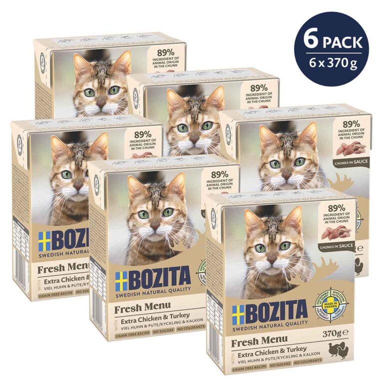 Günstig Bozita Tetra Häppchen in Soße mit Hühnchen & Pute 6x370g i mPreisvergleich in unserem Onlineshop auf Hundeliebe-shop.de kaufen.