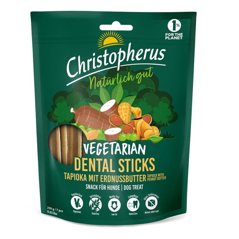 Günstig Christopherus Vegetarian – Dental Stick – Tapioka mit Erdnussbutter 250g i mPreisvergleich in unserem Onlineshop auf Hundeliebe-shop.de kaufen.