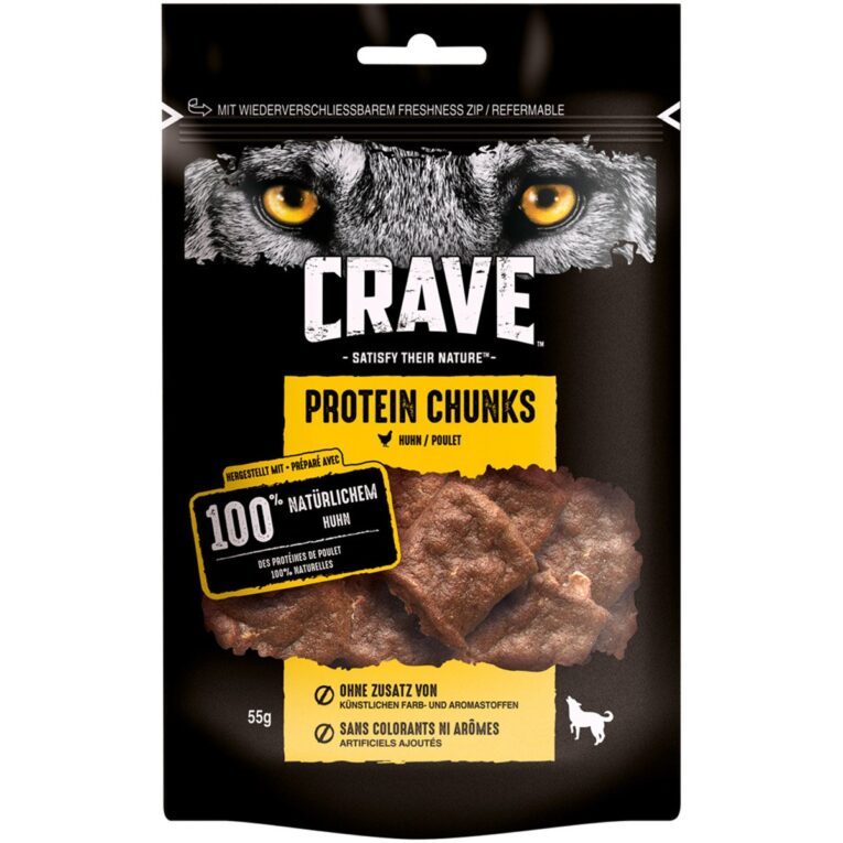 Günstig CRAVE Protein Chunks mit Huhn 6x55g i mPreisvergleich in unserem Onlineshop auf Hundeliebe-shop.de kaufen.