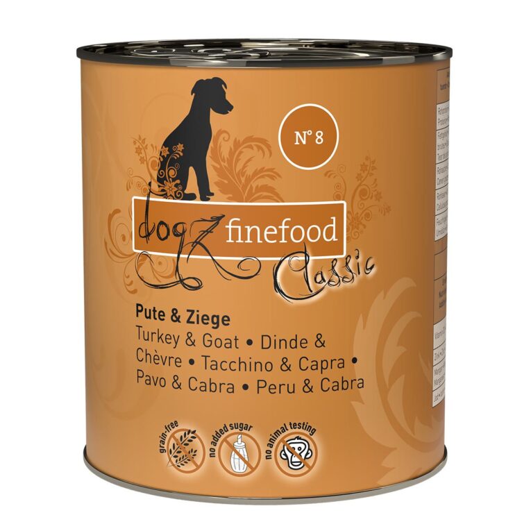 Günstig dogz finefood No. 08 Pute & Ziege 12x800g i mPreisvergleich in unserem Onlineshop auf Hundeliebe-shop.de kaufen.