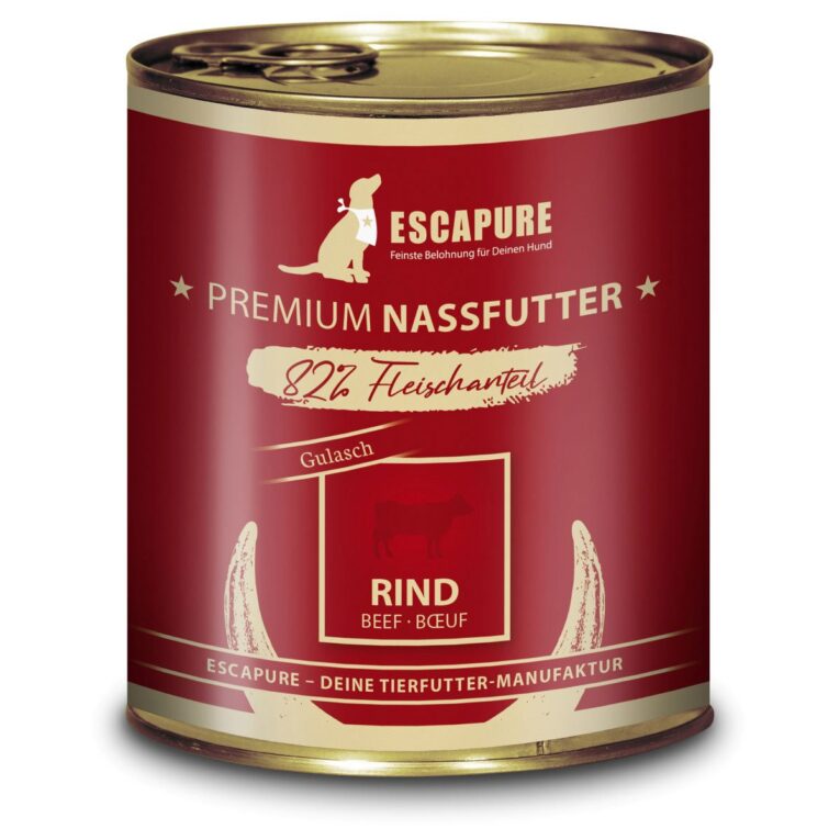 Günstig Escapure Rinder Gulasch Dose Menü 6x800g i mPreisvergleich in unserem Onlineshop auf Hundeliebe-shop.de kaufen.
