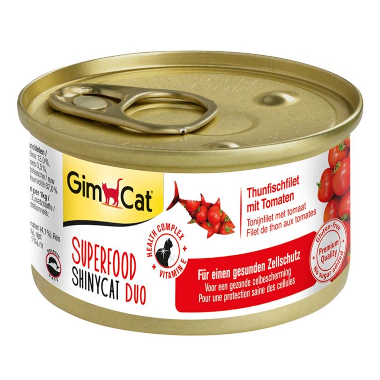 Günstig GimCat Superfood ShinyCat Duo Thunfischfilet mit Tomaten 24x70g i mPreisvergleich in unserem Onlineshop auf Hundeliebe-shop.de kaufen.